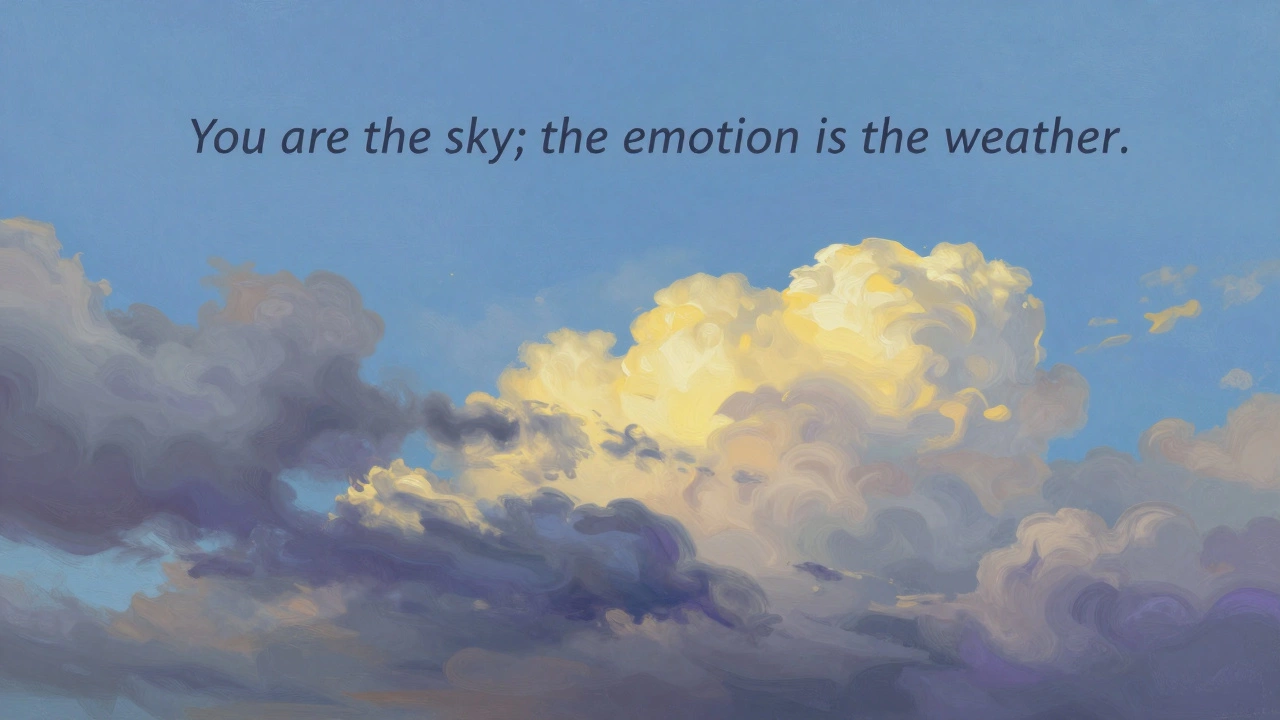 Abstract art showing sky as self and clouds as passing emotions