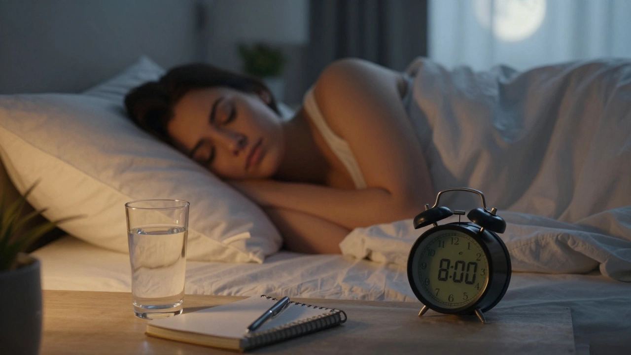 Peaceful sleeper in a dimly lit room emphasizing rest and recovery