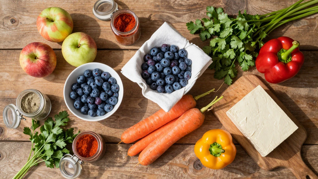 Fresh ingredients and spices for meal planning