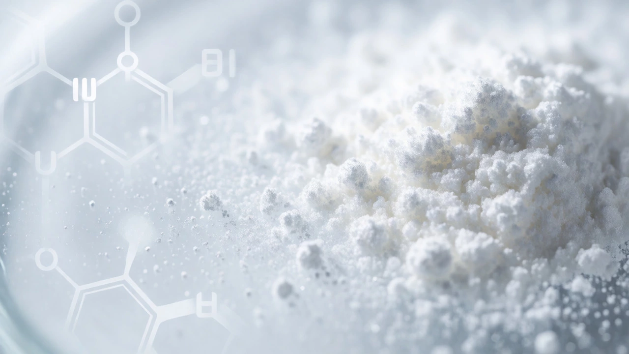 Macro view of pure mineral makeup powder particles under clinical light